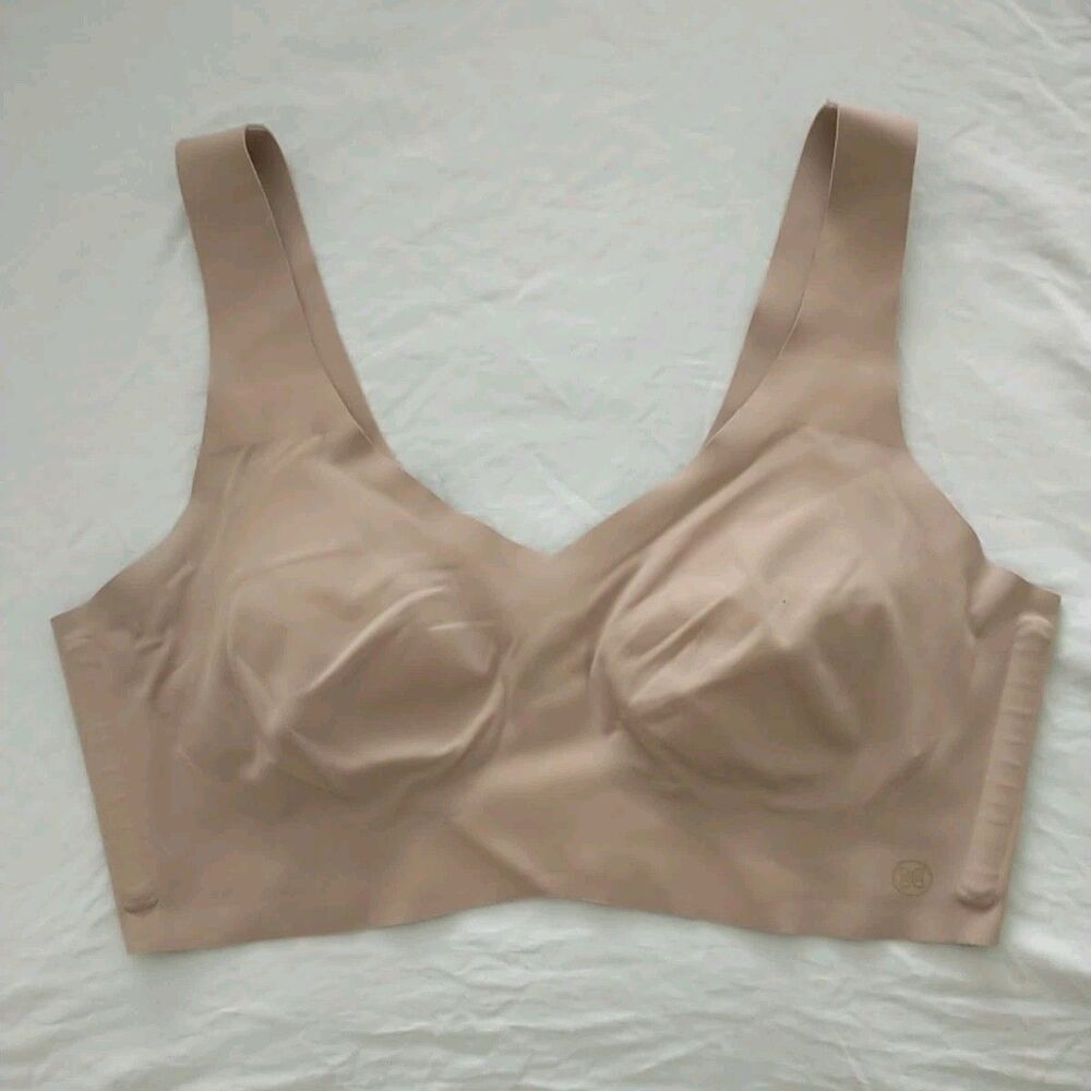 Honeylove V Neck Bra S Beige Wireless Pullover Wide Strap T Shirt Removable Pads